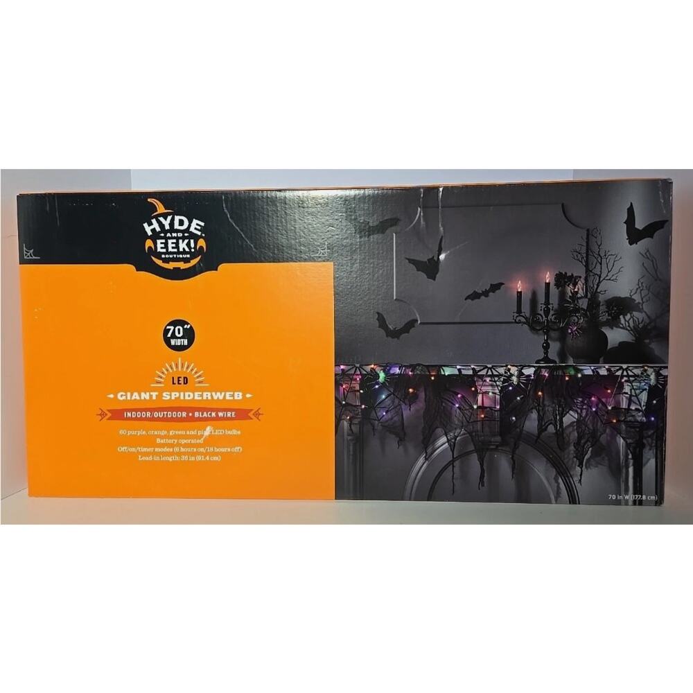 70" LED Lit Spider Webs with Gauze Halloween Decoration - Picture 5 of 5